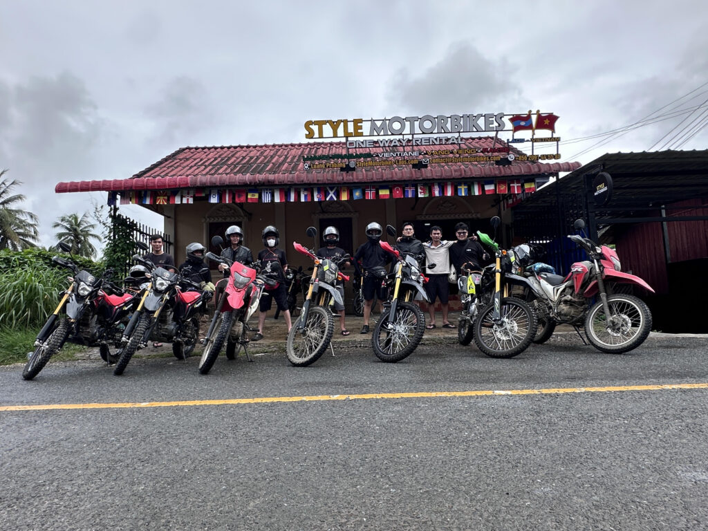 style motorbikes luang prabang shop in laos with many motorbikes