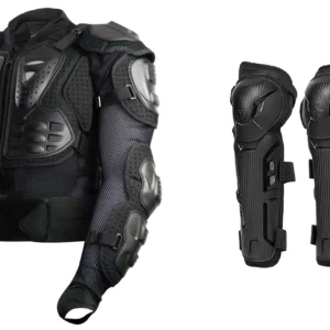 european helmet, motorbike jacket, knee / leg protector and motorbike gloves for rent in laos