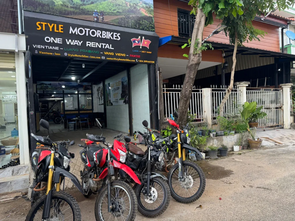 various motorbikes outside the style motorbikes vientiane shop
